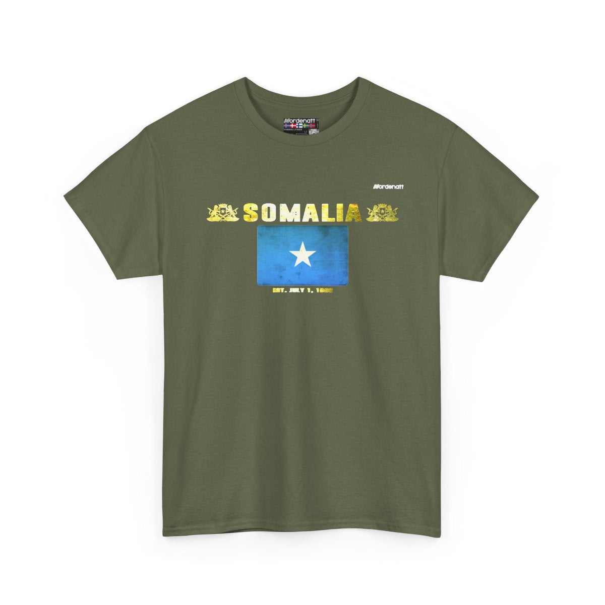 Somalia flag t-shirt in Military Green — premium cotton, Nordenatt