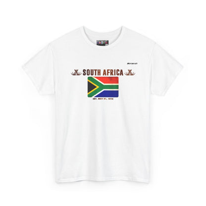 South Africa flag t-shirt in White — premium cotton, Nordenatt