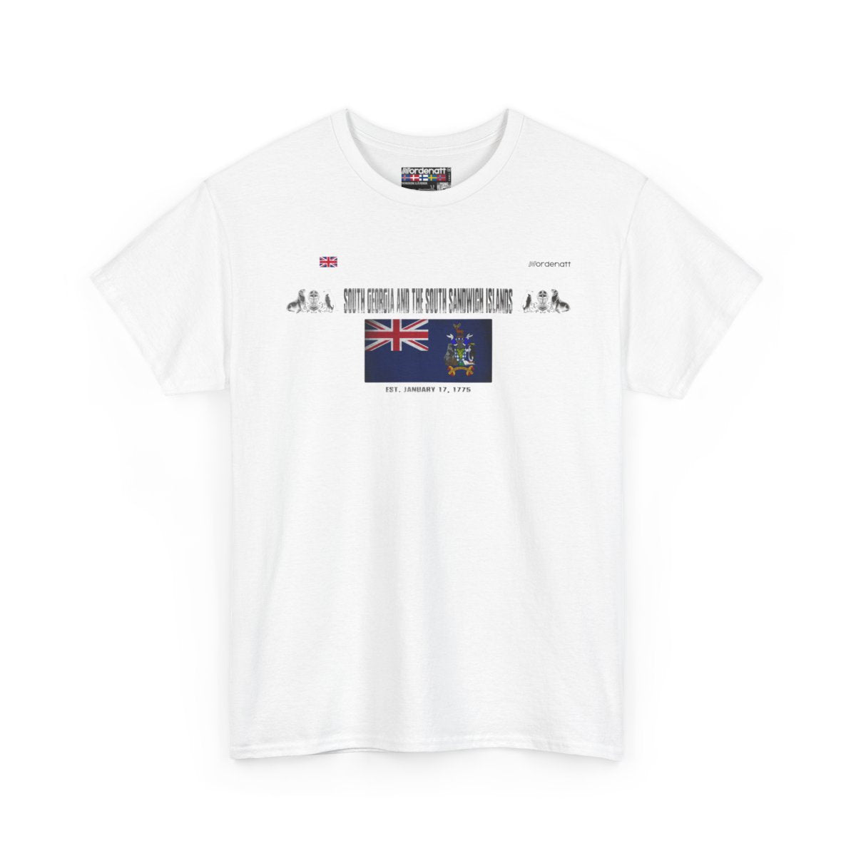 South Georgia And The South Sandwich Islands flag t-shirt in White — premium cotton, Nordenatt