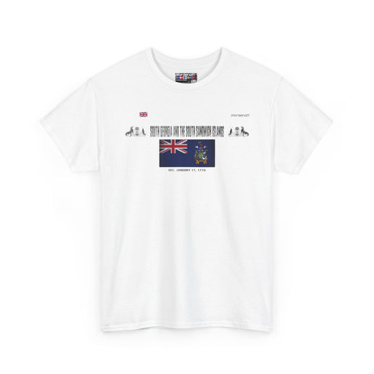 South Georgia And The South Sandwich Islands flag t-shirt in White — premium cotton, Nordenatt