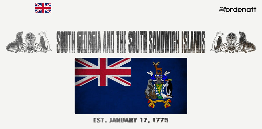 South Georgia and the South Sandwich Islands design preview: flag, date and emblem inspiration printed on light t-shirts (Nordenatt)