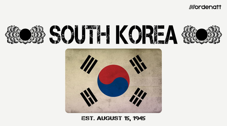 South Korea design preview: flag, date and emblem inspiration printed on light t-shirts (Nordenatt)