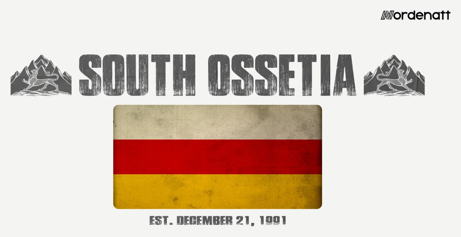 South Ossetia design preview: flag, date and emblem inspiration printed on light t-shirts (Nordenatt)