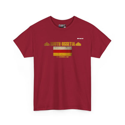 South Ossetia flag t-shirt in Cardinal Red — premium cotton, Nordenatt