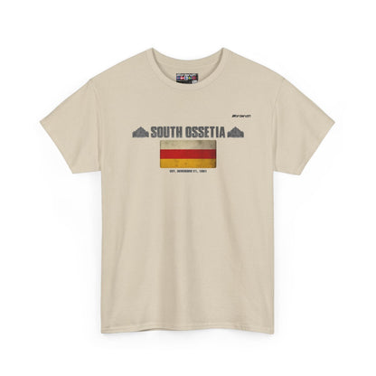 South Ossetia flag t-shirt in Sand — premium cotton, Nordenatt