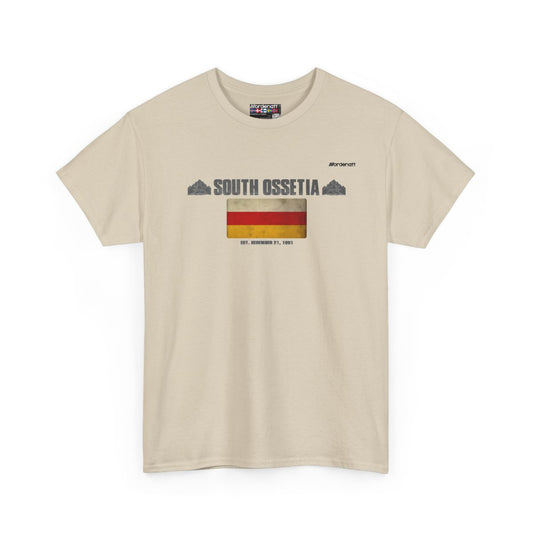 South Ossetia flag t-shirt in Sand — premium cotton, Nordenatt