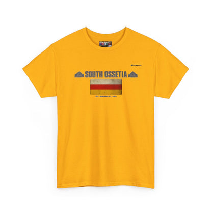 South Ossetia flag t-shirt in Gold — premium cotton, Nordenatt