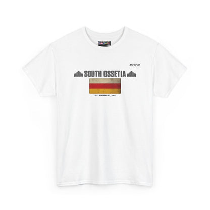 South Ossetia flag t-shirt in White — premium cotton, Nordenatt