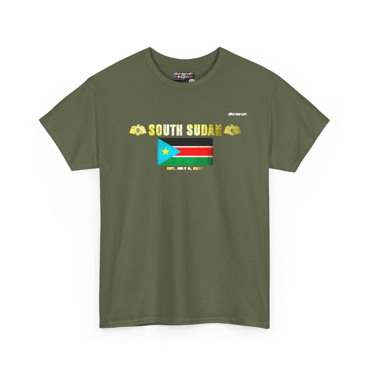 South Sudan flag t-shirt in Military Green — premium cotton, Nordenatt