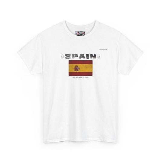 Spain flag t-shirt in White — premium cotton, Nordenatt