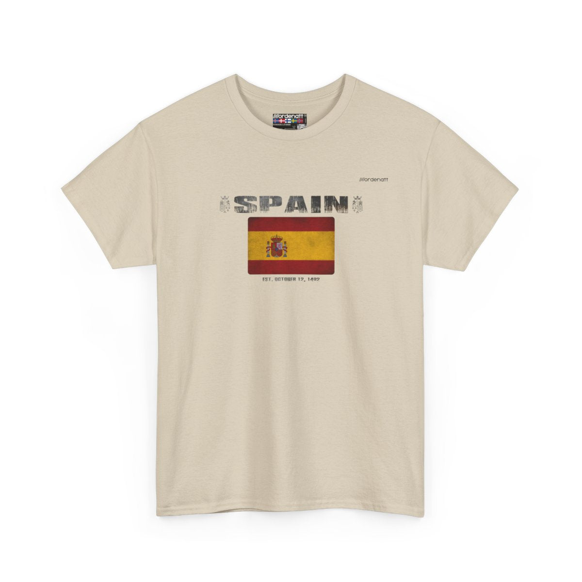 Spain flag t-shirt in Sand — premium cotton, Nordenatt