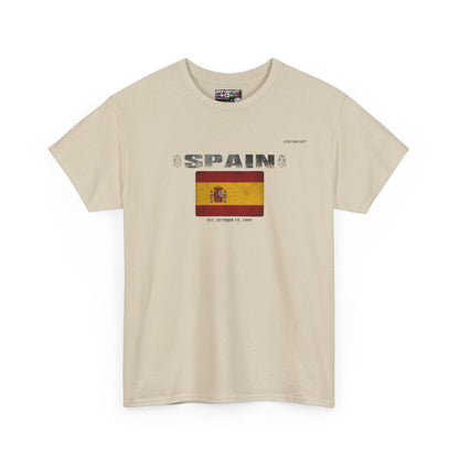 Spain flag t-shirt in Sand — premium cotton, Nordenatt