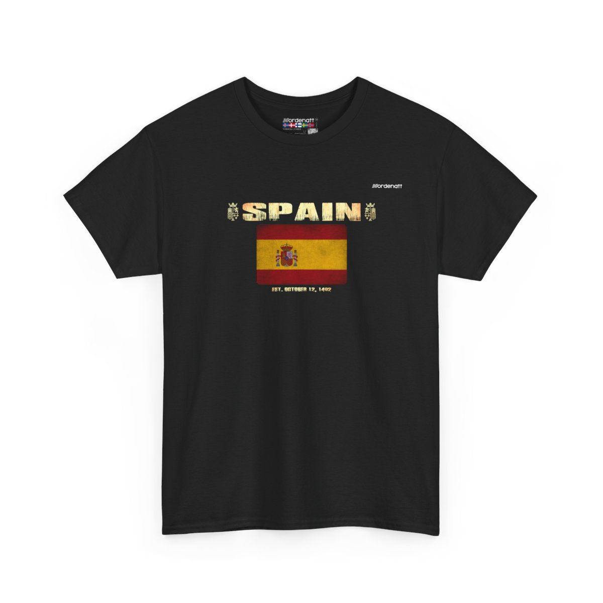 Spain flag t-shirt in Black — premium cotton, Nordenatt