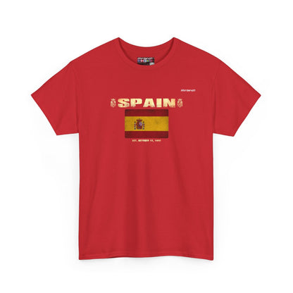 Spain flag t-shirt in Red — premium cotton, Nordenatt