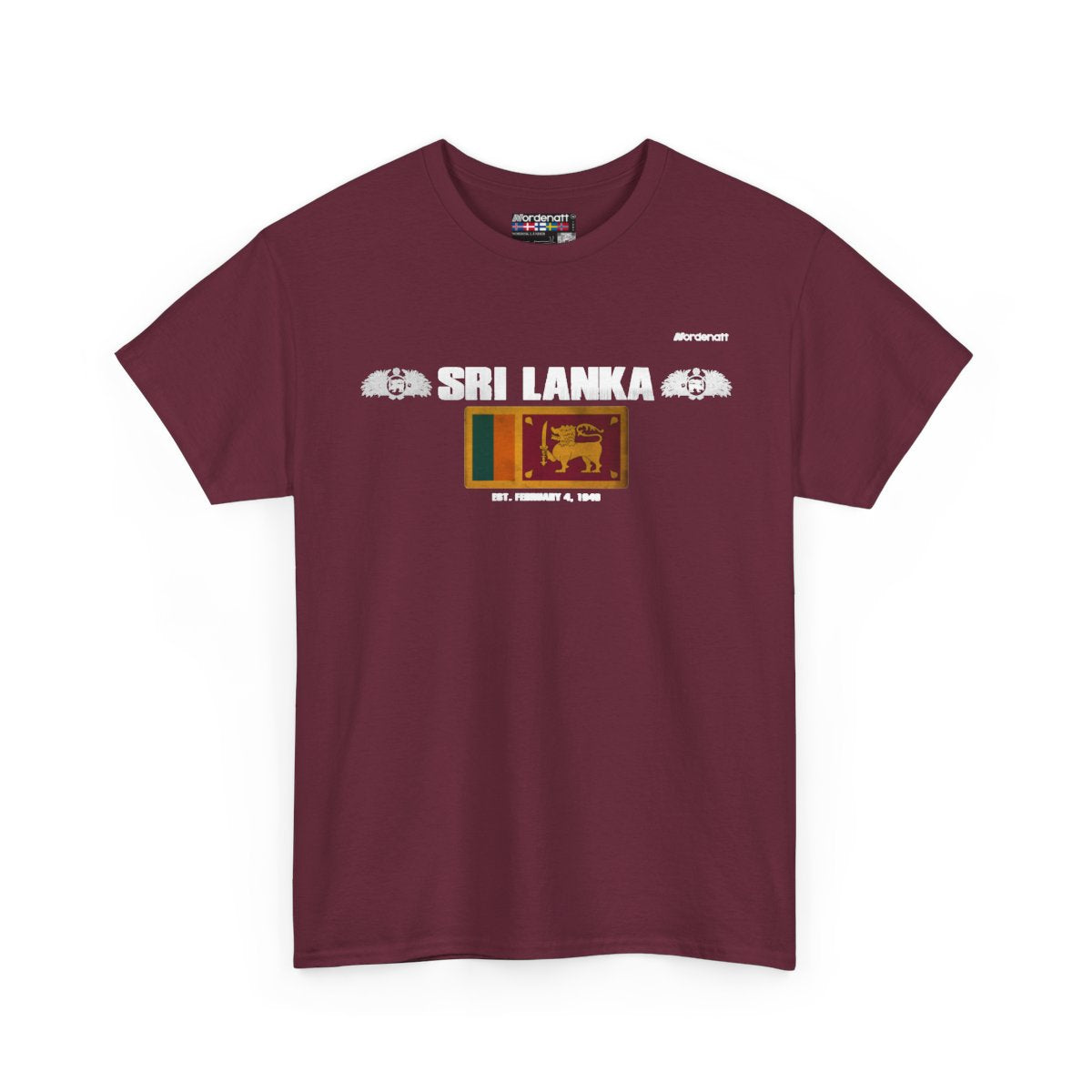 Sri Lanka flag t-shirt in Maroon — premium cotton, Nordenatt