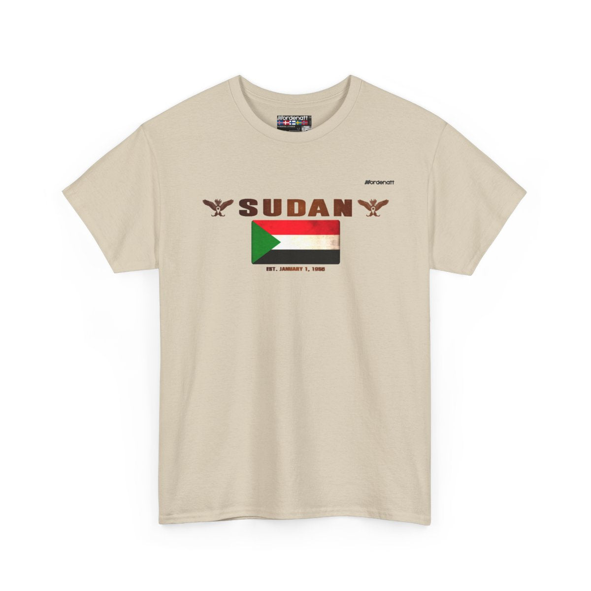 Sudan flag t-shirt in Sand — premium cotton, Nordenatt