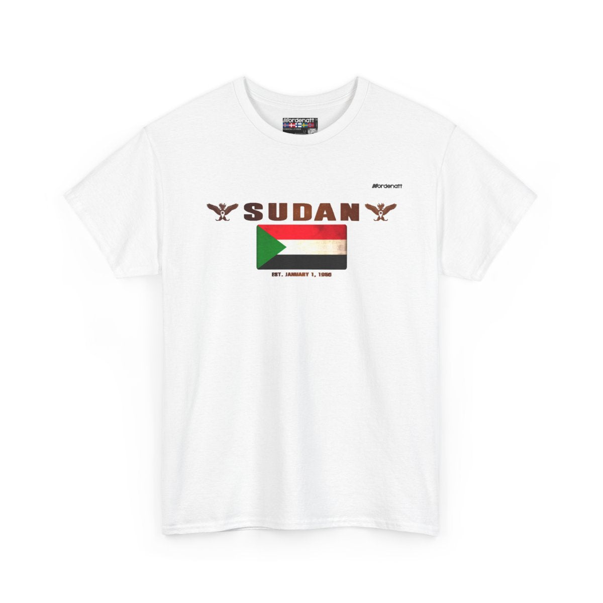 Sudan flag t-shirt in White — premium cotton, Nordenatt