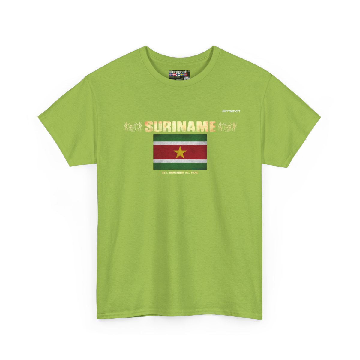 Suriname flag t-shirt in Kiwi — premium cotton, Nordenatt