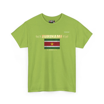 Suriname flag t-shirt in Kiwi — premium cotton, Nordenatt