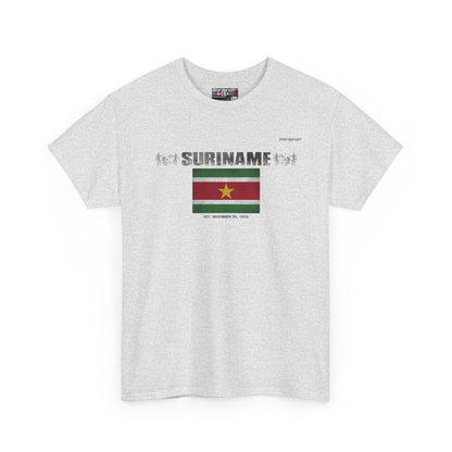 Suriname flag t-shirt in Ash — premium cotton, Nordenatt