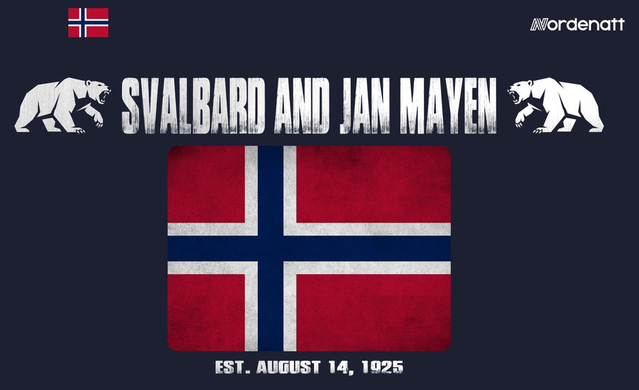 Svalbard and Jan Mayen design preview: flag, date and emblem inspiration printed on dark t-shirts (Nordenatt)
