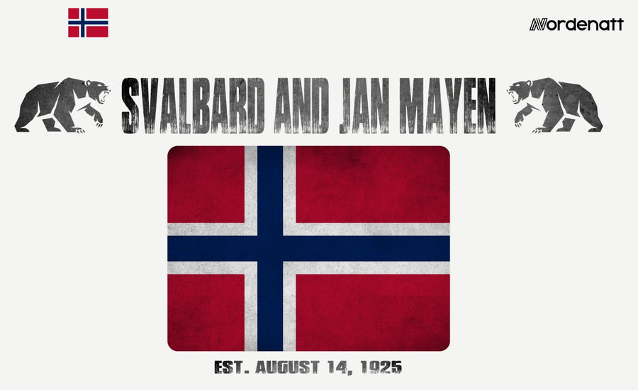 Svalbard and Jan Mayen design preview: flag, date and emblem inspiration printed on light t-shirts (Nordenatt)