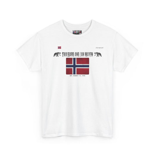 Svalbard And Jan Mayen flag t-shirt in White — premium cotton, Nordenatt