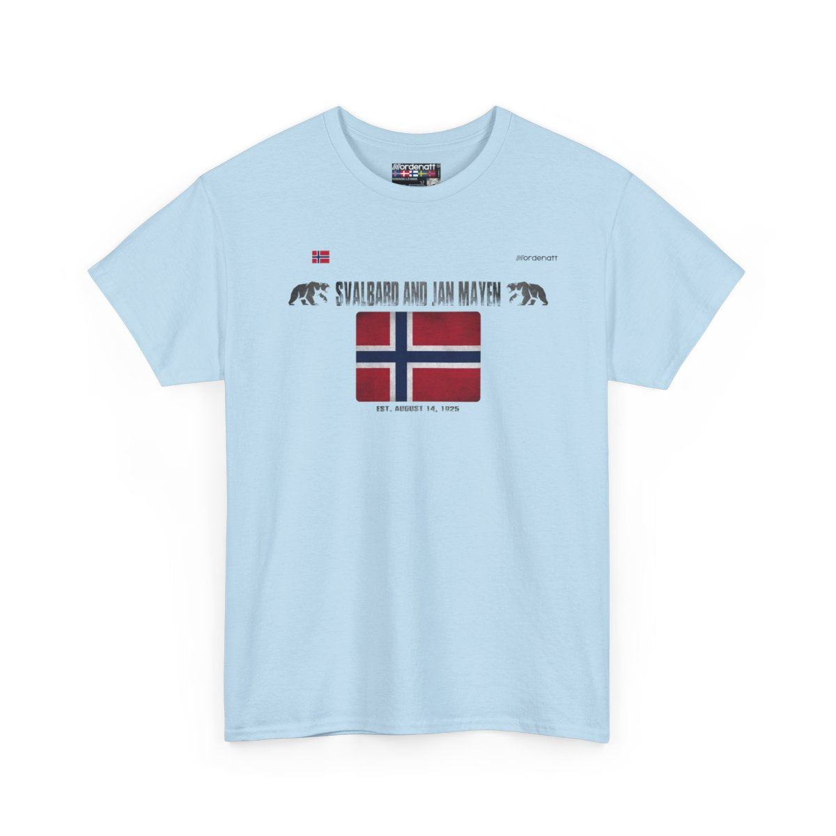 Svalbard And Jan Mayen flag t-shirt in Light Blue — premium cotton, Nordenatt