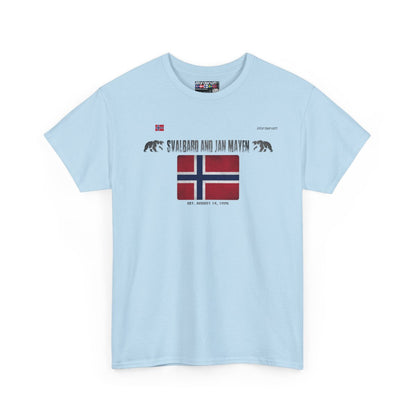 Svalbard And Jan Mayen flag t-shirt in Light Blue — premium cotton, Nordenatt
