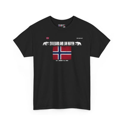 Svalbard And Jan Mayen flag t-shirt in Black — premium cotton, Nordenatt