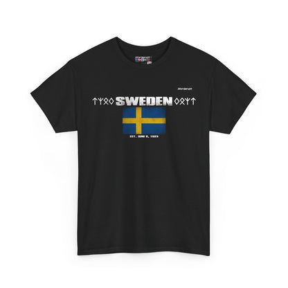 Sweden flag t-shirt in Black — premium cotton, Nordenatt