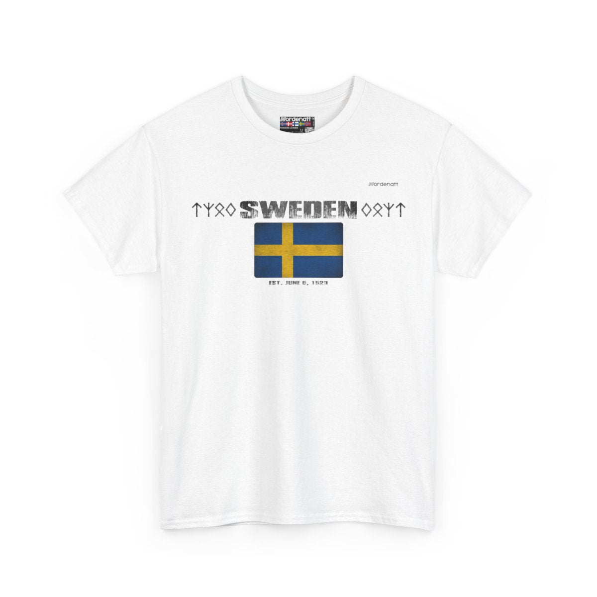 Sweden flag t-shirt in White — premium cotton, Nordenatt