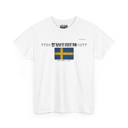 Sweden flag t-shirt in White — premium cotton, Nordenatt