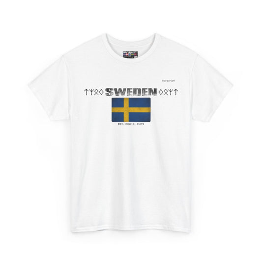 Sweden flag t-shirt in White — premium cotton, Nordenatt