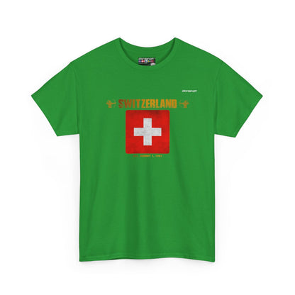 Switzerland flag t-shirt in Irish Green — premium cotton, Nordenatt