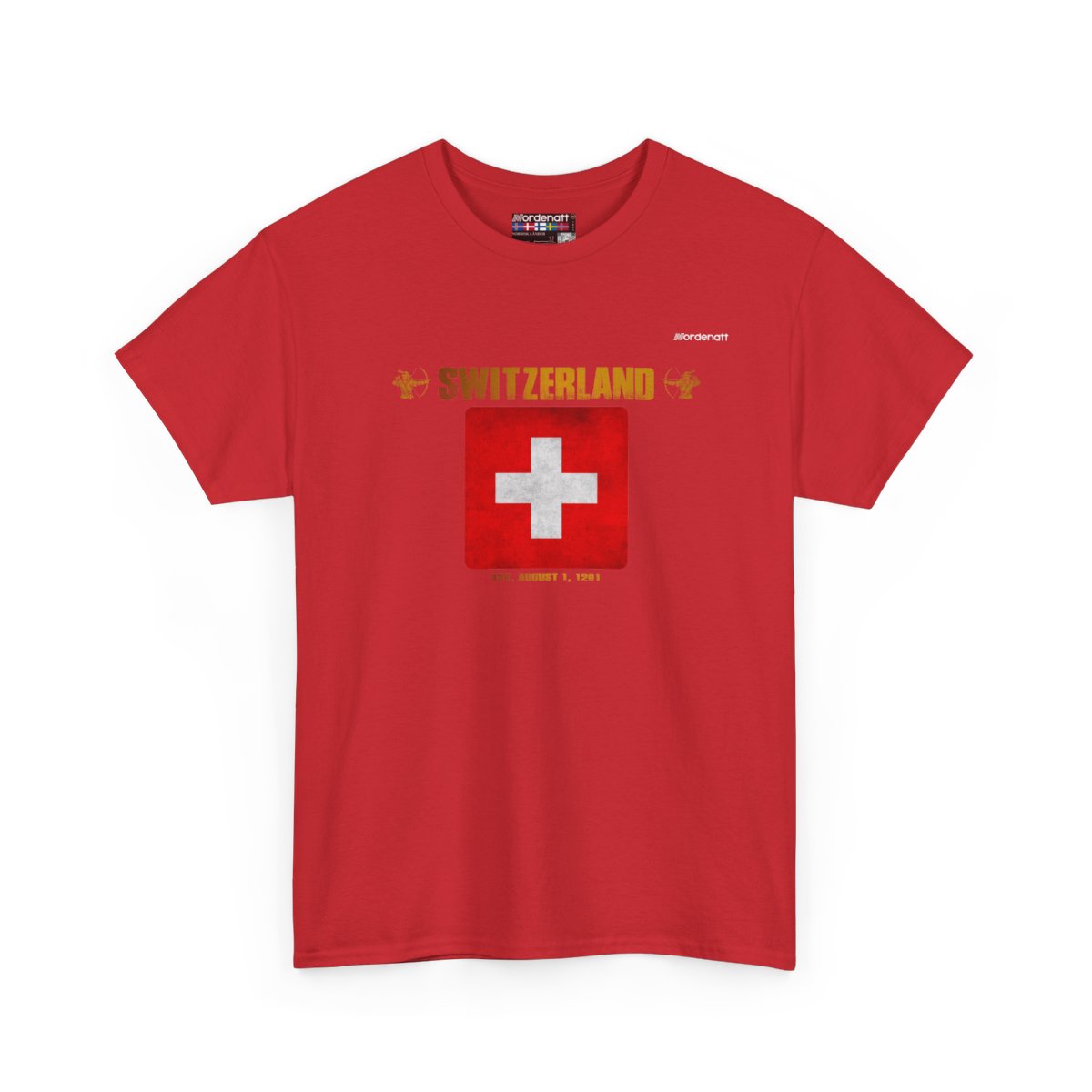 Switzerland flag t-shirt in Red — premium cotton, Nordenatt