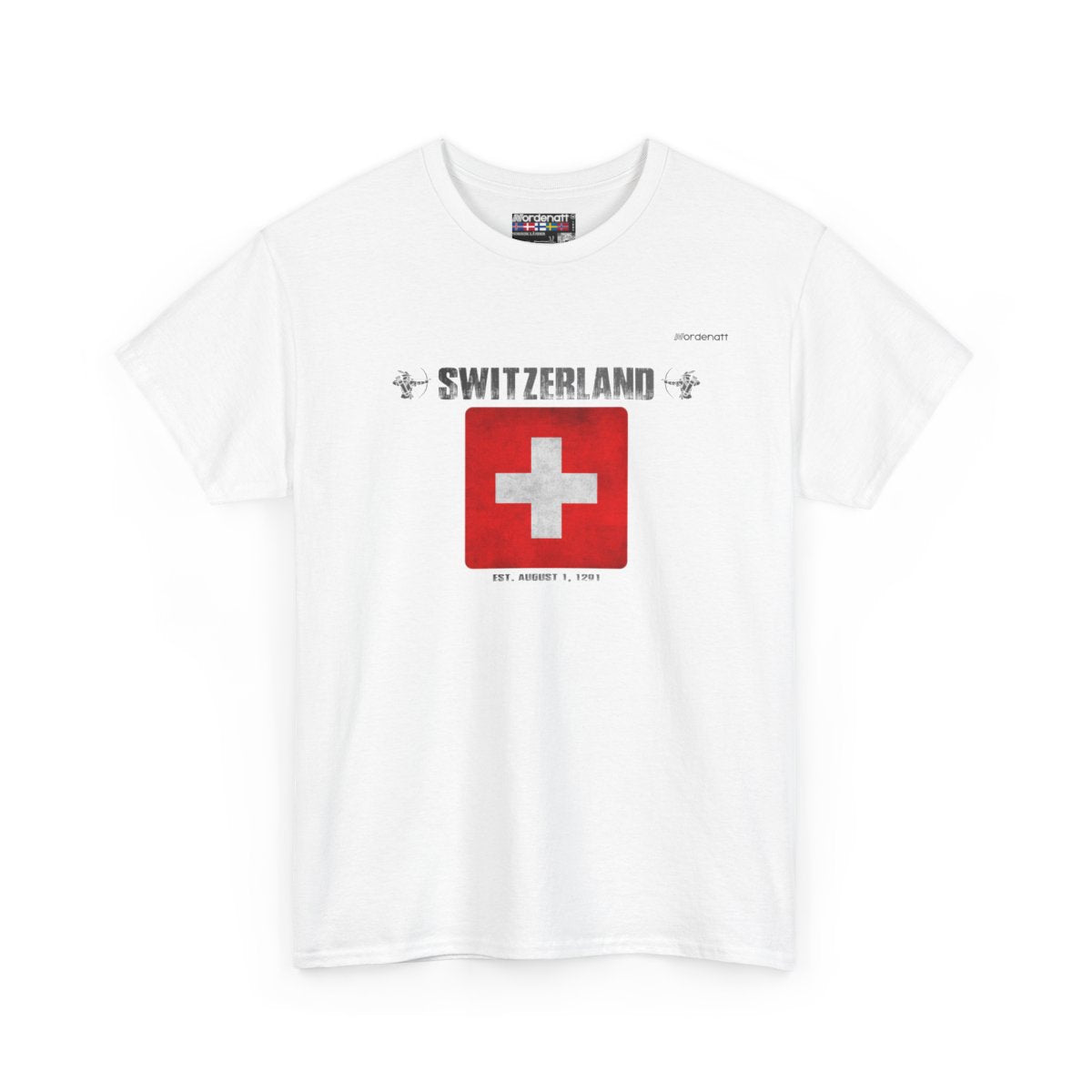 Switzerland flag t-shirt in White — premium cotton, Nordenatt
