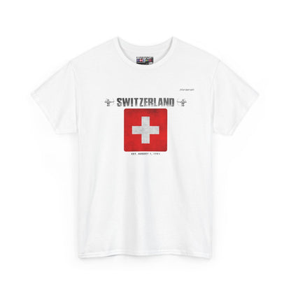 Switzerland flag t-shirt in White — premium cotton, Nordenatt