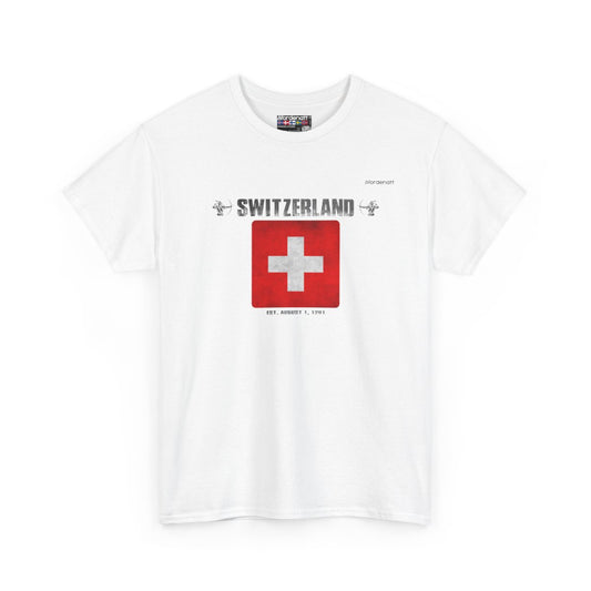 Switzerland flag t-shirt in White — premium cotton, Nordenatt
