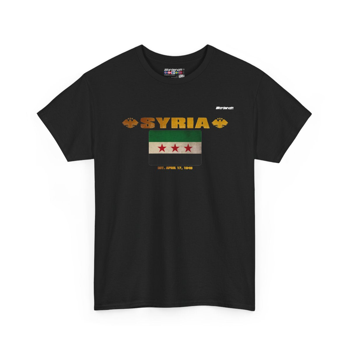 Syria flag t-shirt in Black — premium cotton, Nordenatt