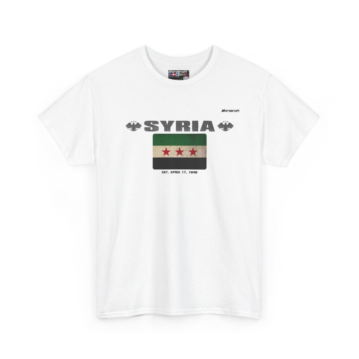 Syria flag t-shirt in White — premium cotton, Nordenatt
