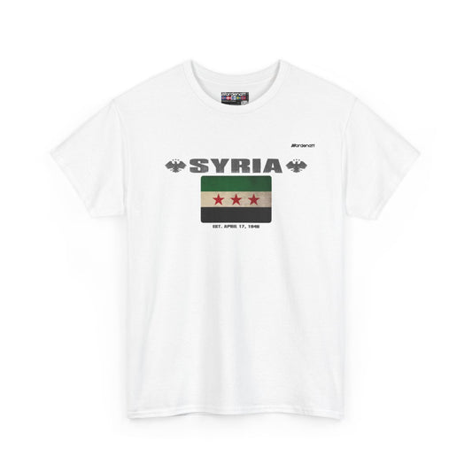 Syria flag t-shirt in White — premium cotton, Nordenatt