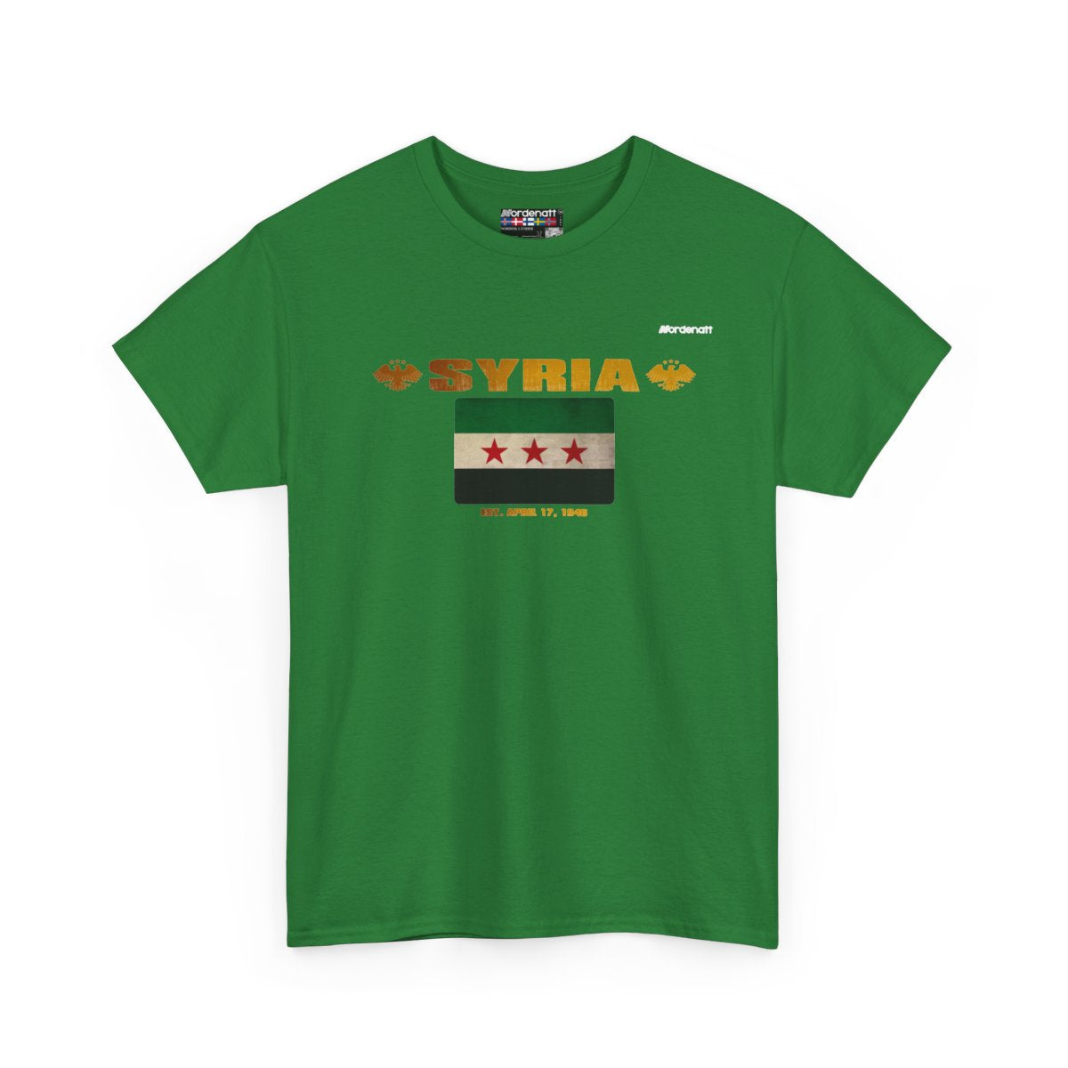 Syria flag t-shirt in Turf Green — premium cotton, Nordenatt