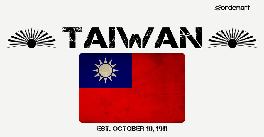 Taiwan design preview: flag, date and emblem inspiration printed on light t-shirts (Nordenatt)