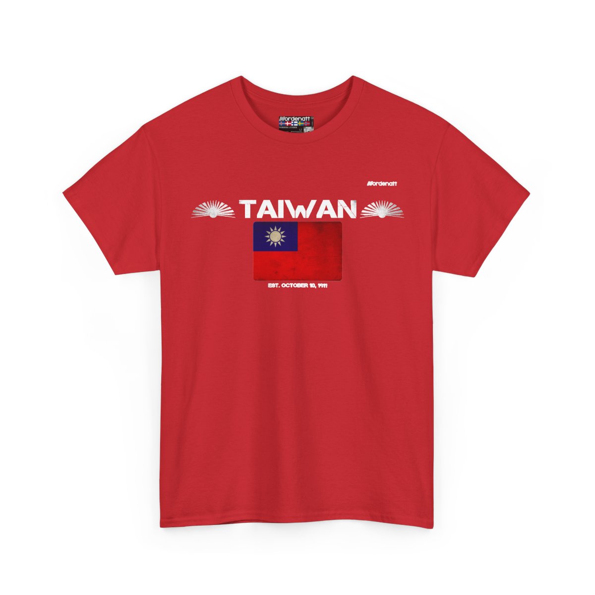 Taiwan flag t-shirt in Red — premium cotton, Nordenatt