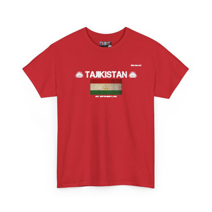 Tajikistan flag t-shirt in Red — premium cotton, Nordenatt
