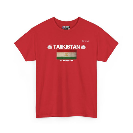 Tajikistan flag t-shirt in Red — premium cotton, Nordenatt