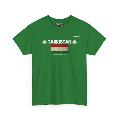Tajikistan flag t-shirt in Turf Green — premium cotton, Nordenatt