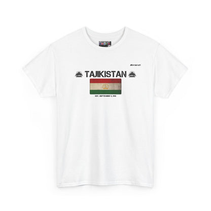 Tajikistan flag t-shirt in White — premium cotton, Nordenatt