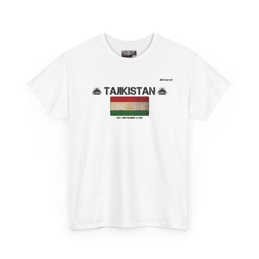 Tajikistan flag t-shirt in White — premium cotton, Nordenatt